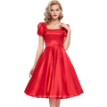 Belle Poque Hollowed Back Kurze Ärmel Red Swing Kleid Retro Pin Up Kleid Vintage 50er Kleid BP000025-2